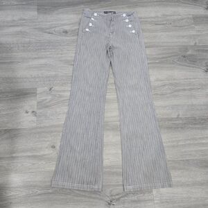 Level 99 Light Gray Pinstripe Wide Leg Pants